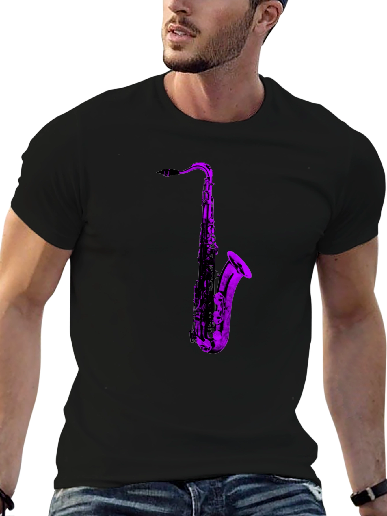 Saxophone Graphic Black T-Shirt