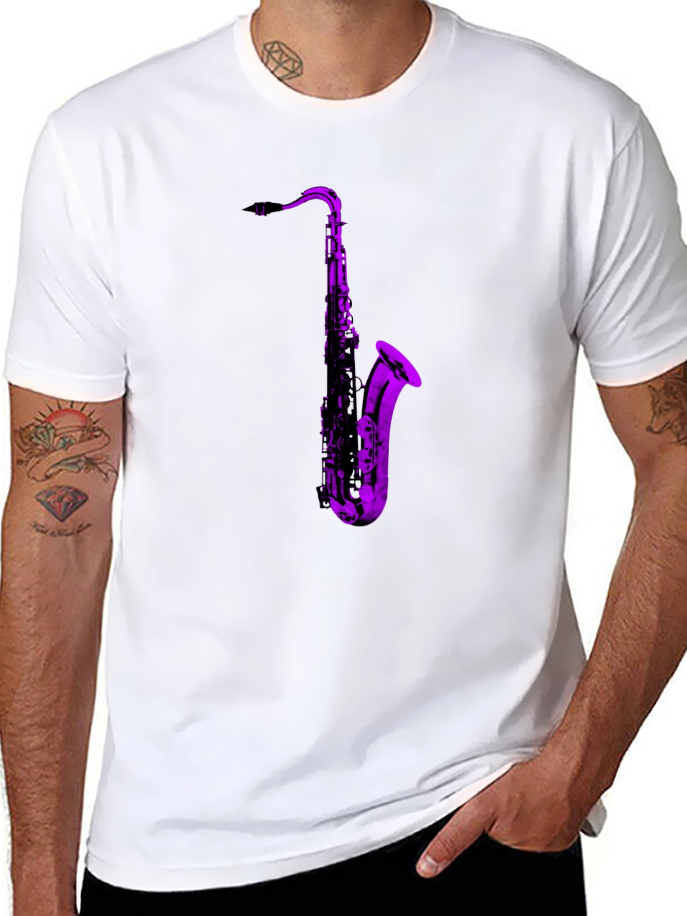 Saxophone Graphic Black T-Shirt