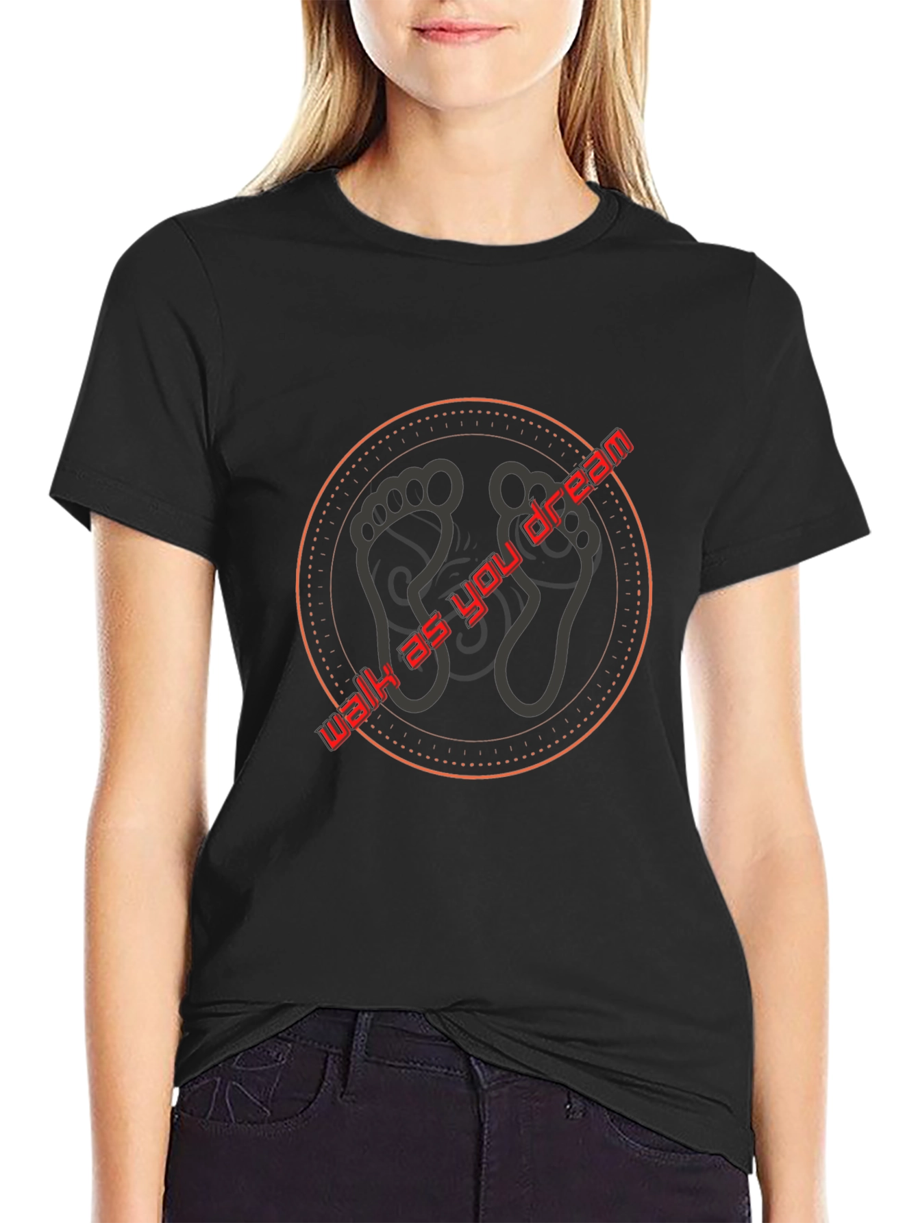 Walk as You Dream T-Shirt - Black Cotton Tee