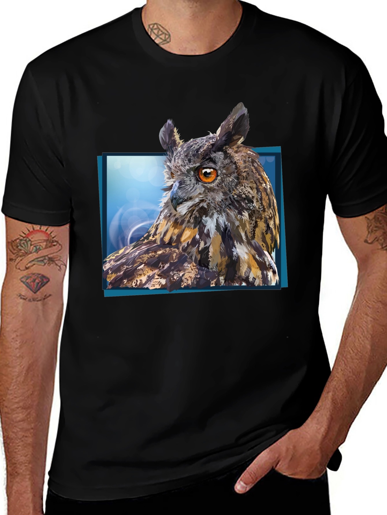 Owl Graphic Tee - Mens Black Short Sleeve