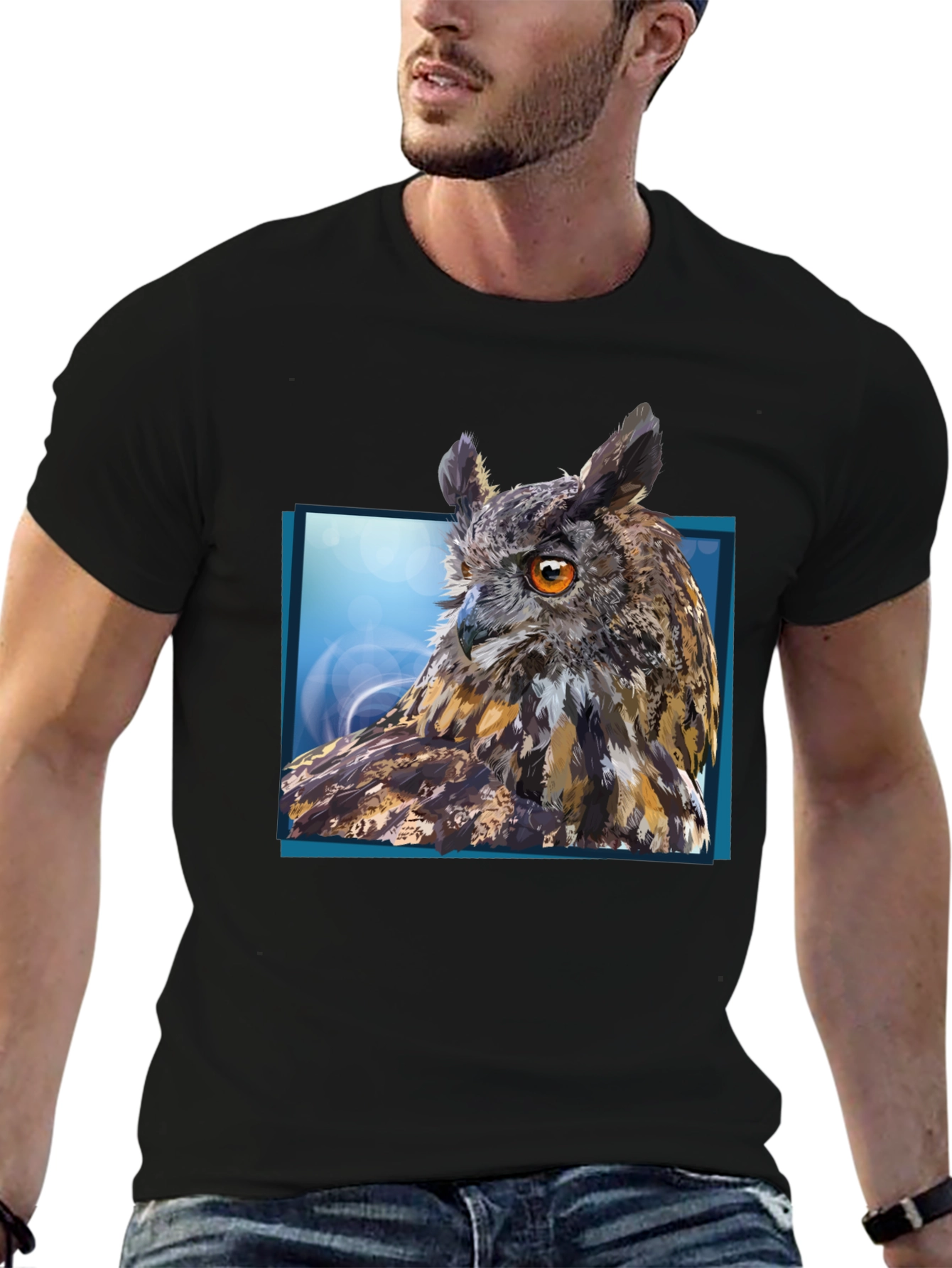Owl Graphic Tee - Mens Black Short Sleeve
