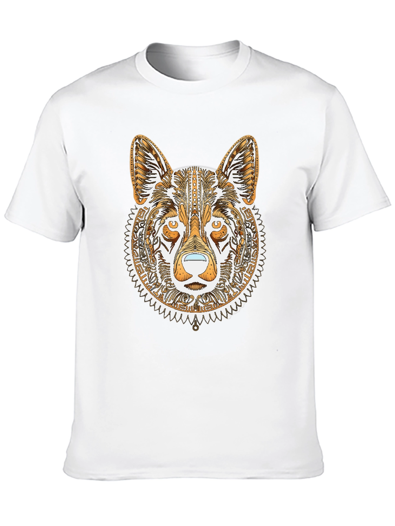 Tribal Wolf Graphic Tee - Black Cotton Shirt