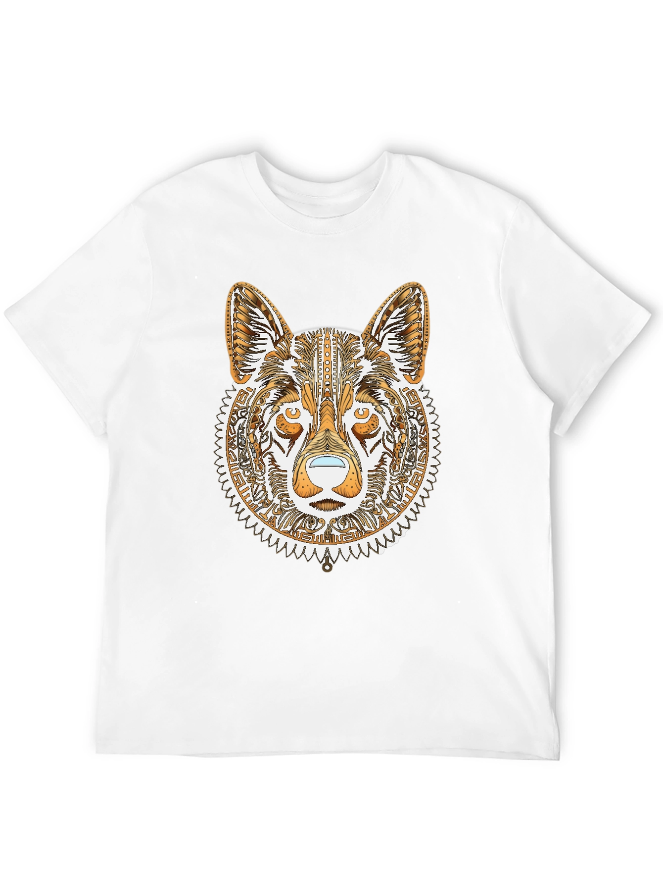 Tribal Wolf Graphic Tee - Black Cotton Shirt