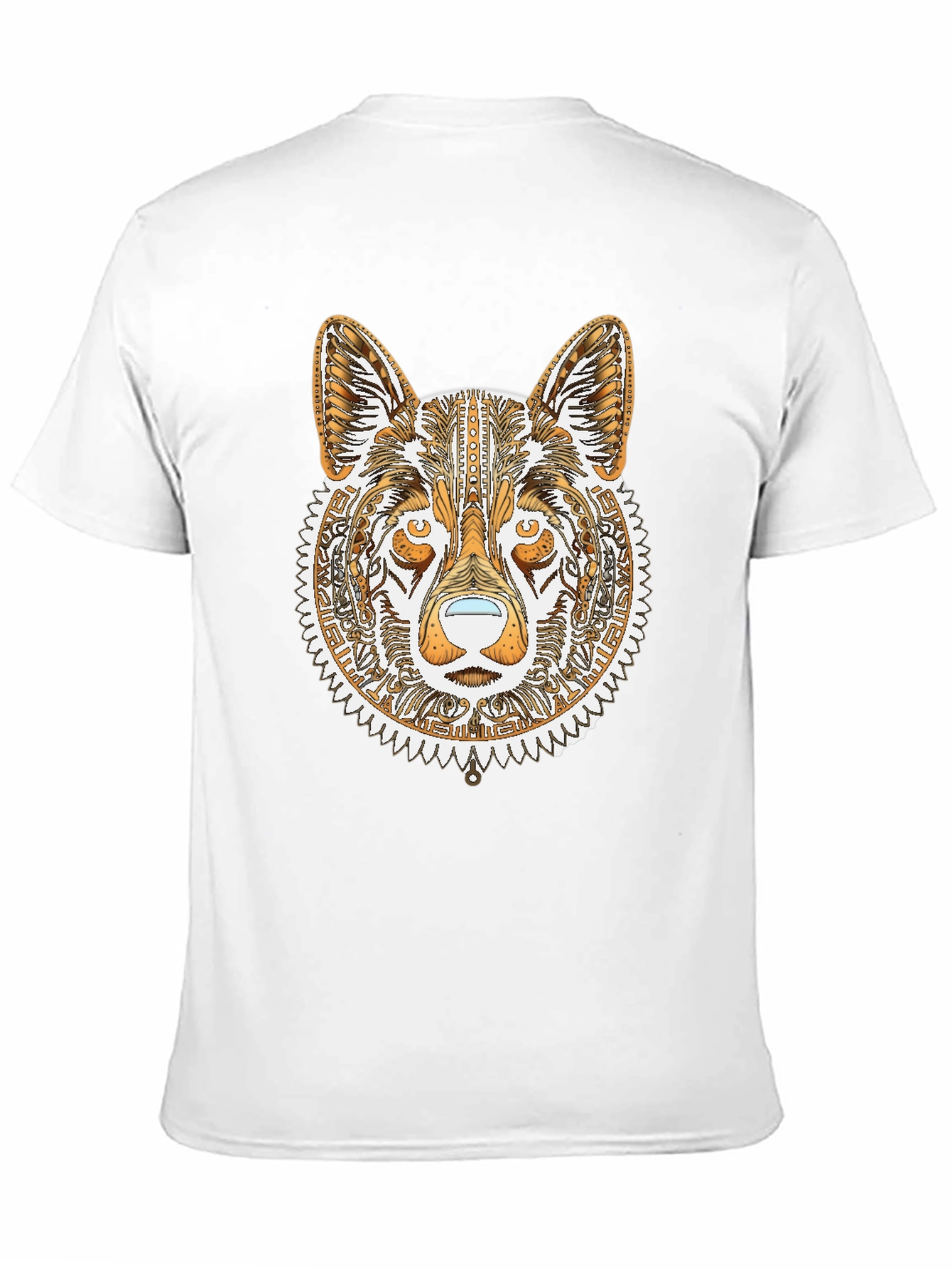 Tribal Wolf Graphic Tee - Black Cotton Shirt