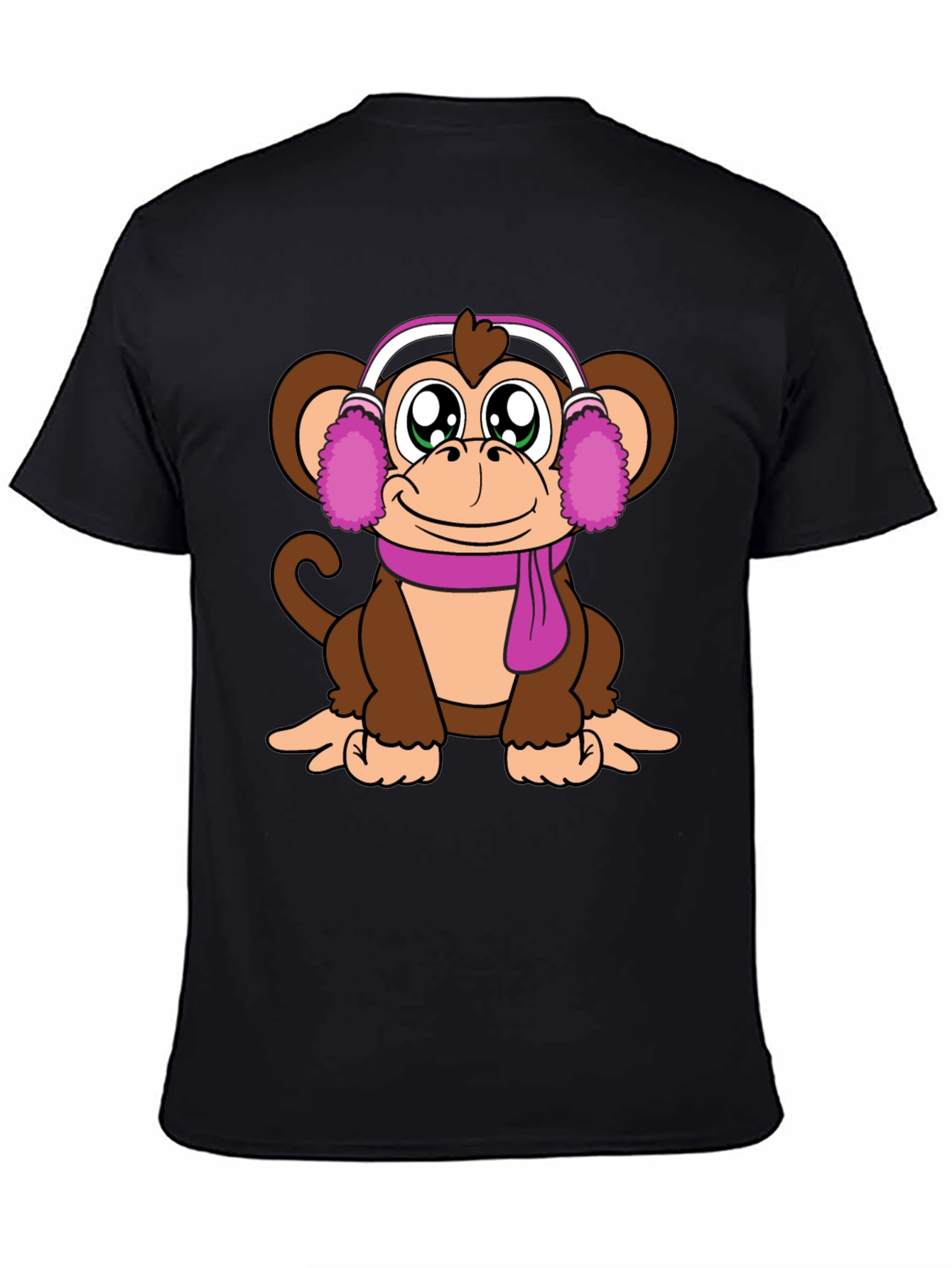 Cute Monkey with Ear Muffs Graphic Tee