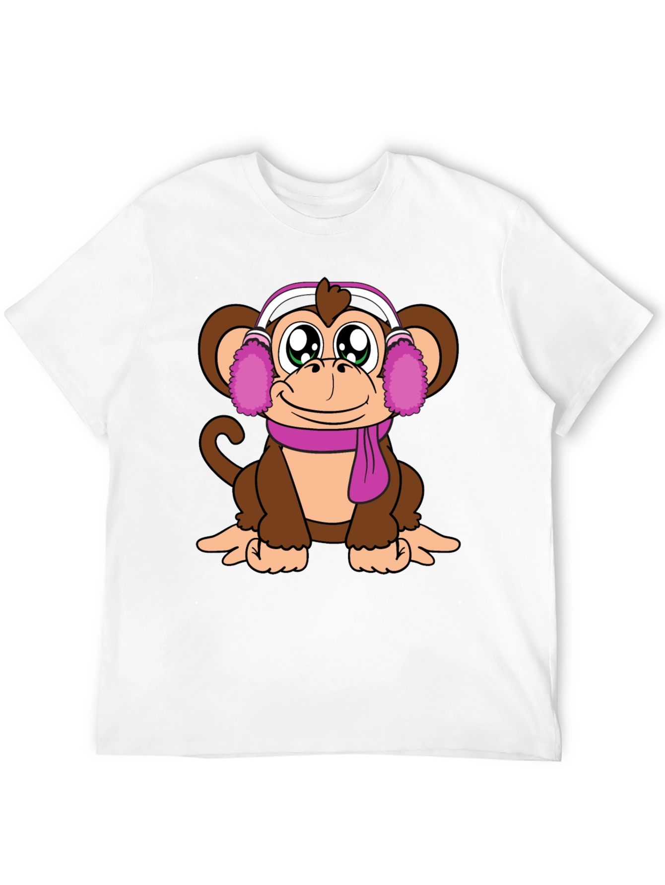 Cute Monkey with Ear Muffs Graphic Tee
