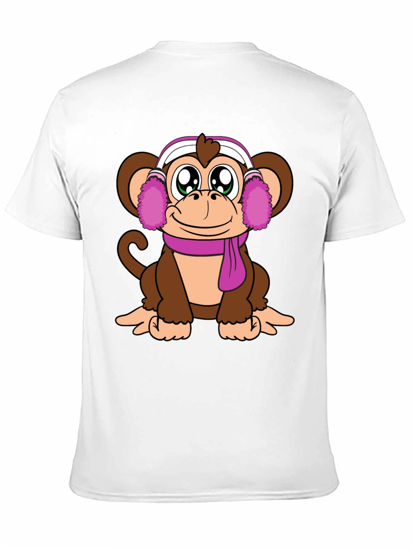 Cute Monkey with Ear Muffs Graphic Tee