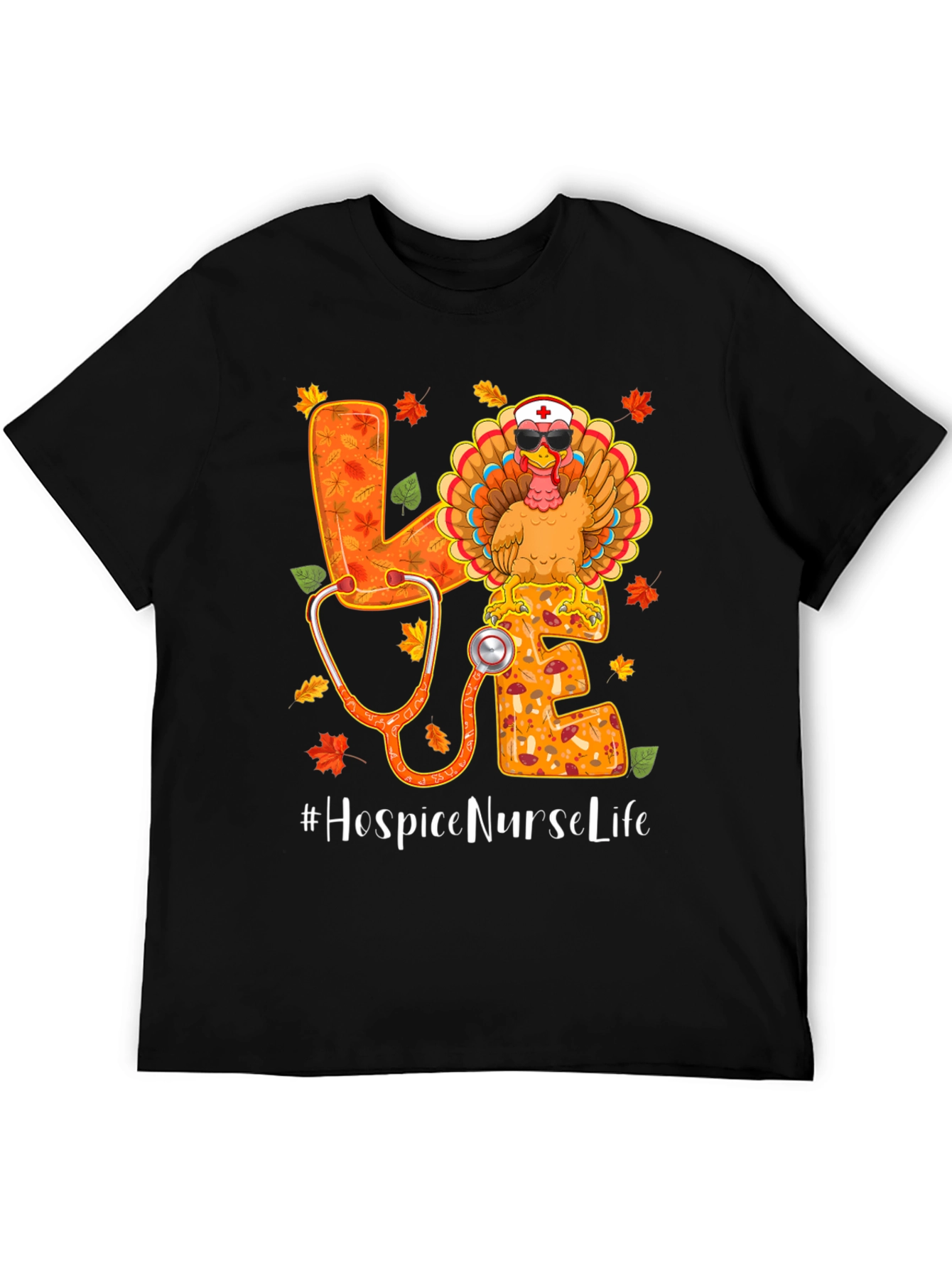 Hospice Nurse Life Thanksgiving Turkey T-Shirt