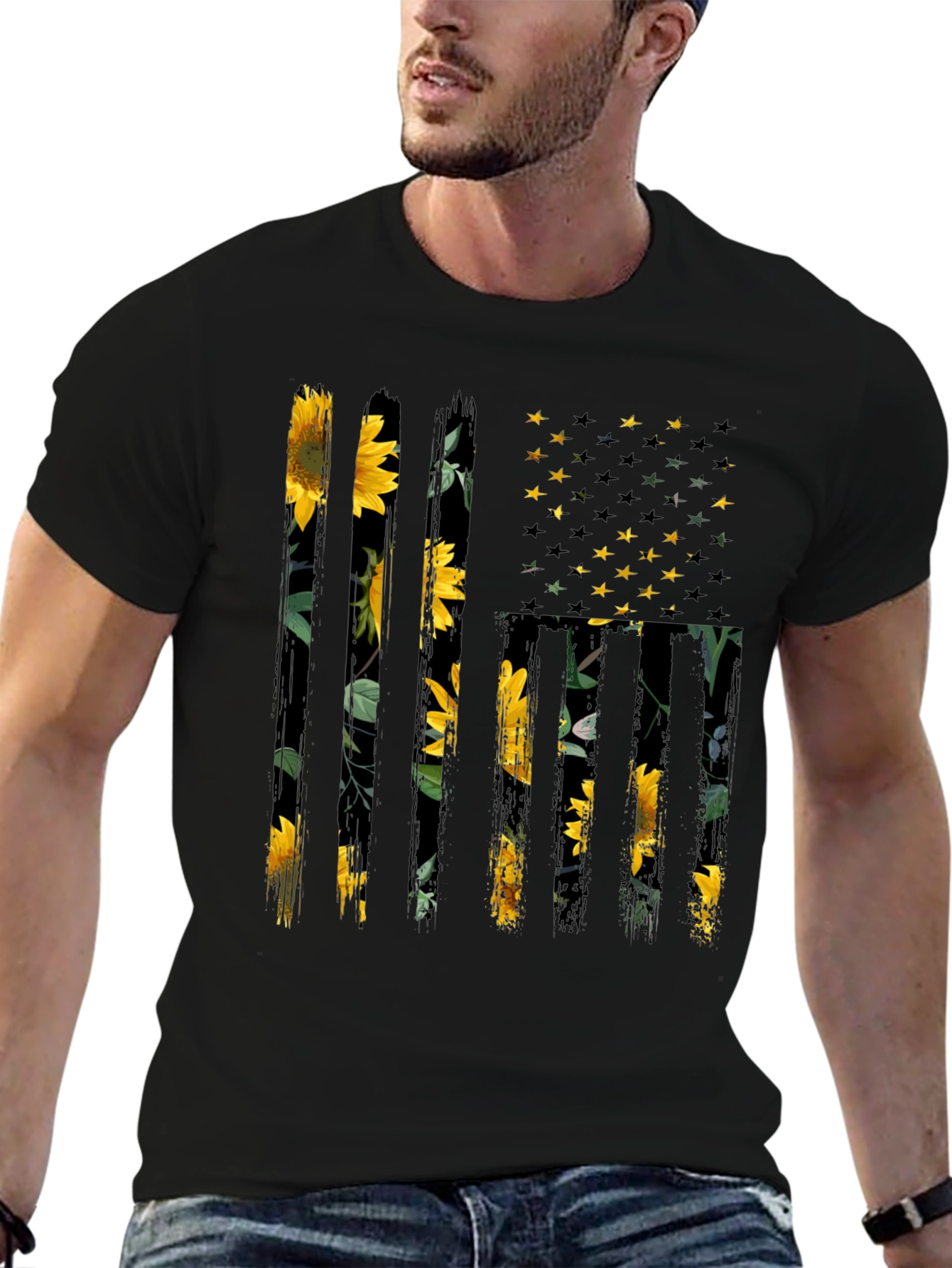 Sunflower American Flag Graphic Tee