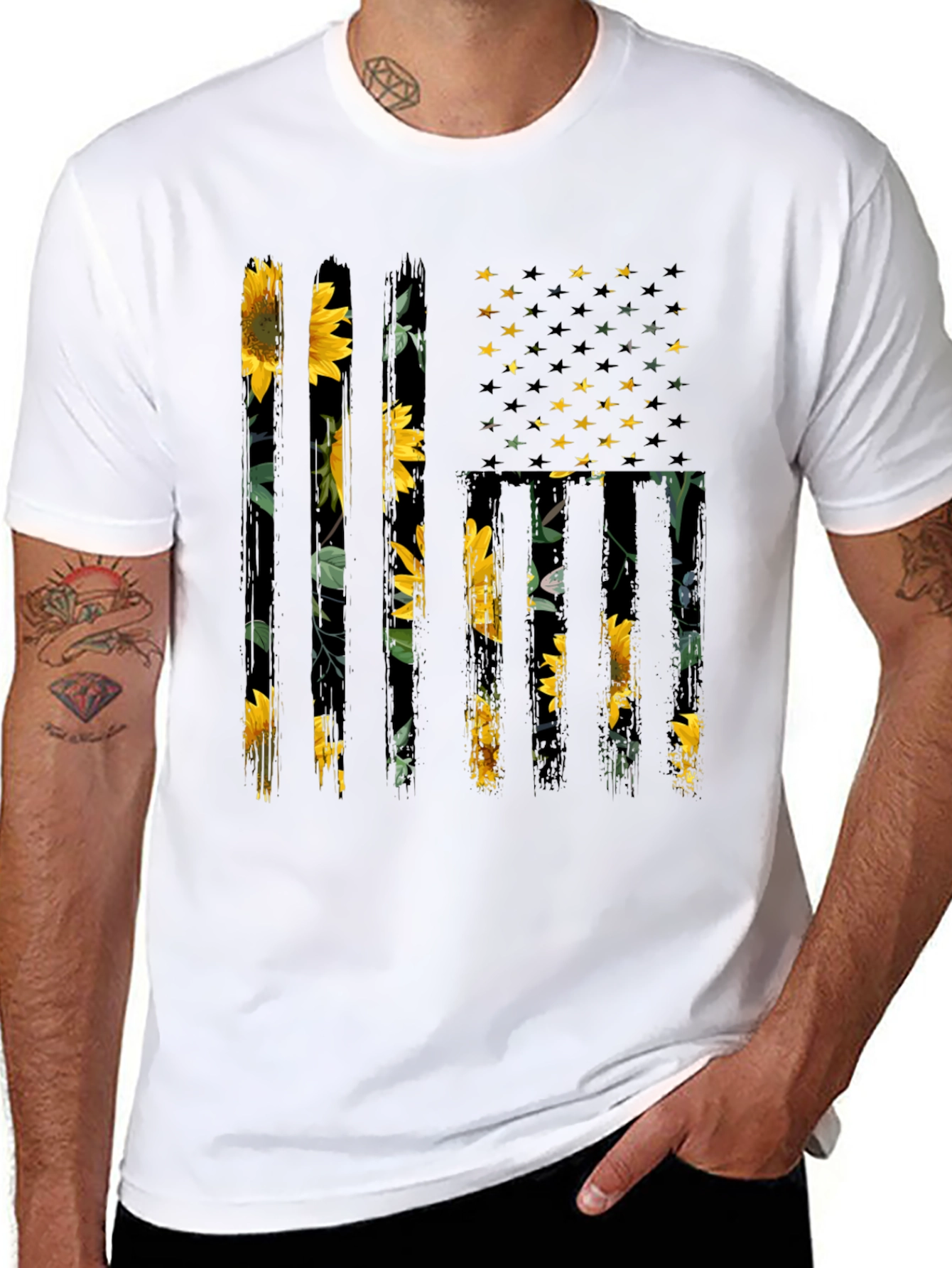 Sunflower American Flag Graphic Tee