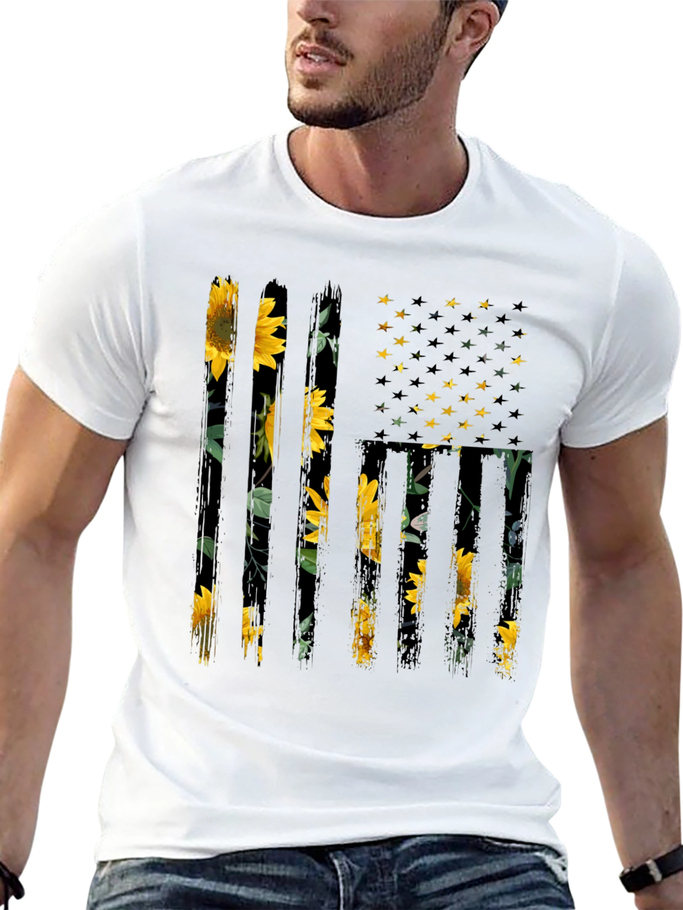 Sunflower American Flag Graphic Tee