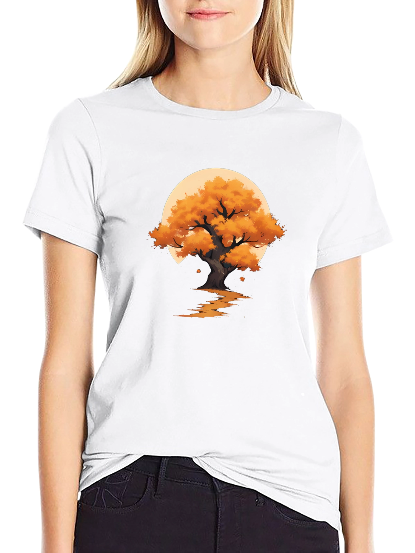 Autumn Tree Graphic Black T-Shirt