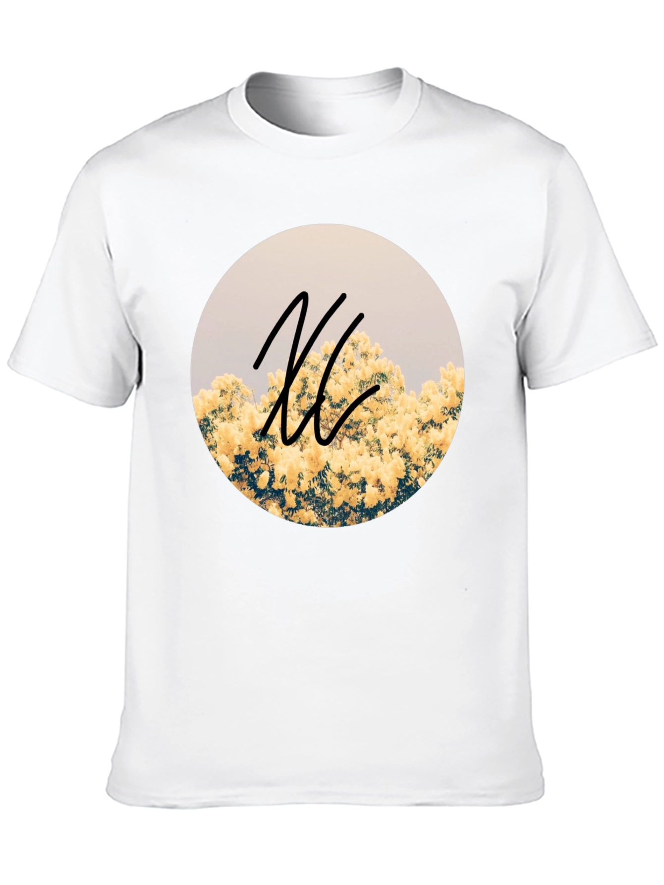 Floral Circle Graphic Black T-Shirt