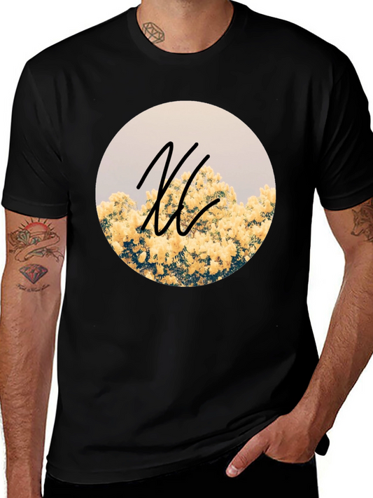 Floral Circle Graphic Black T-Shirt