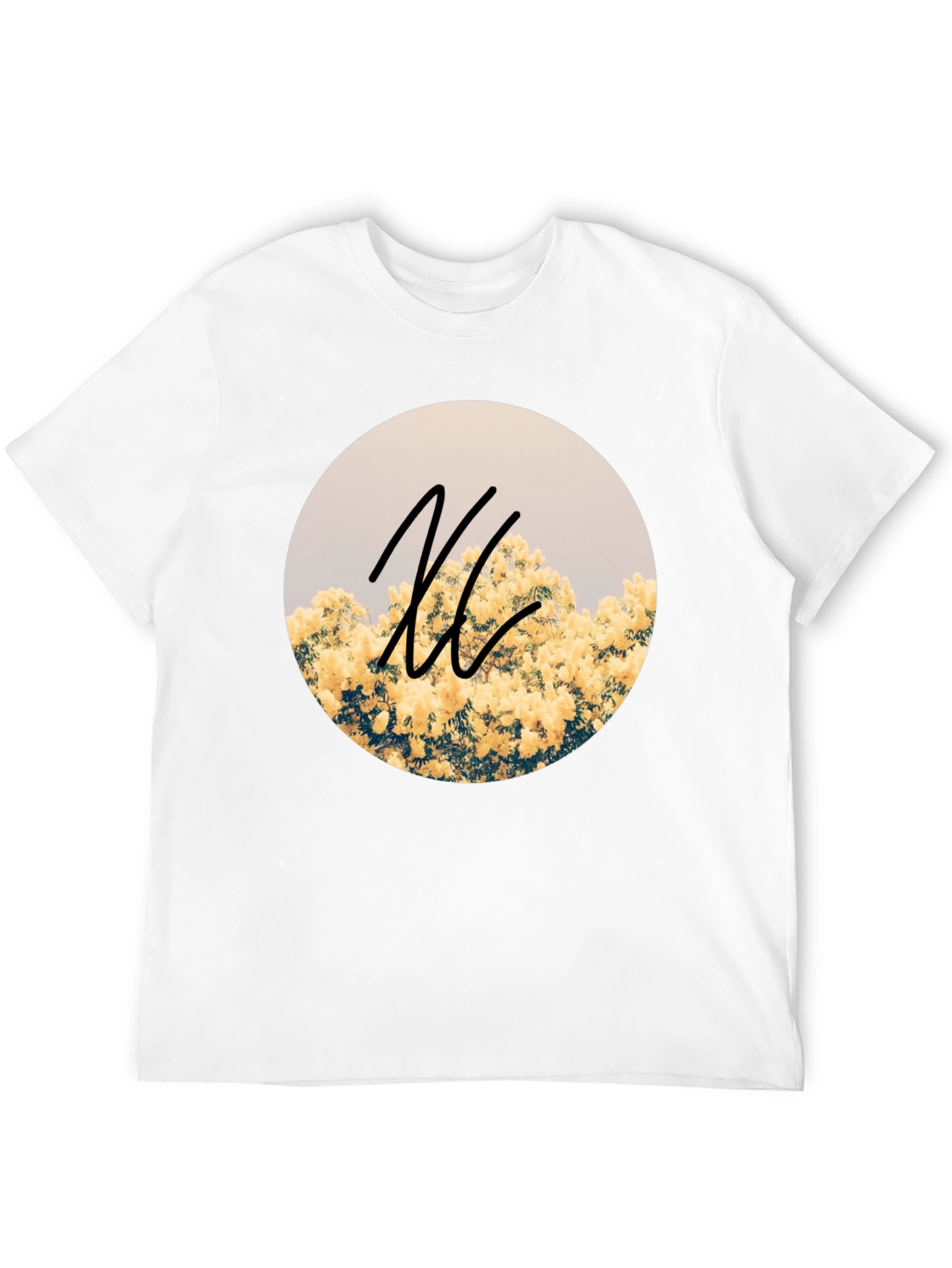 Floral Circle Graphic Black T-Shirt