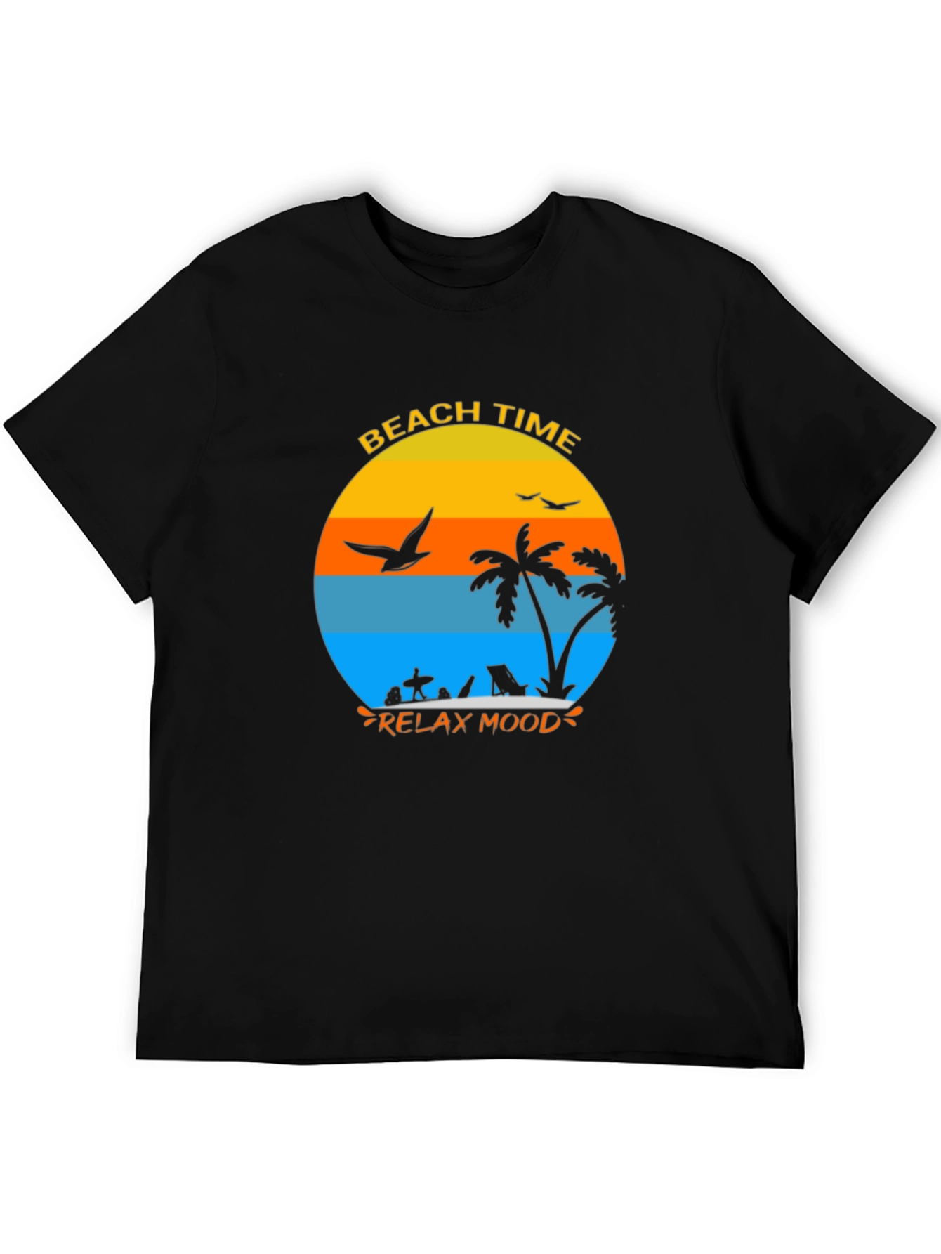 Beach Time Relax Mood Black T-Shirt
