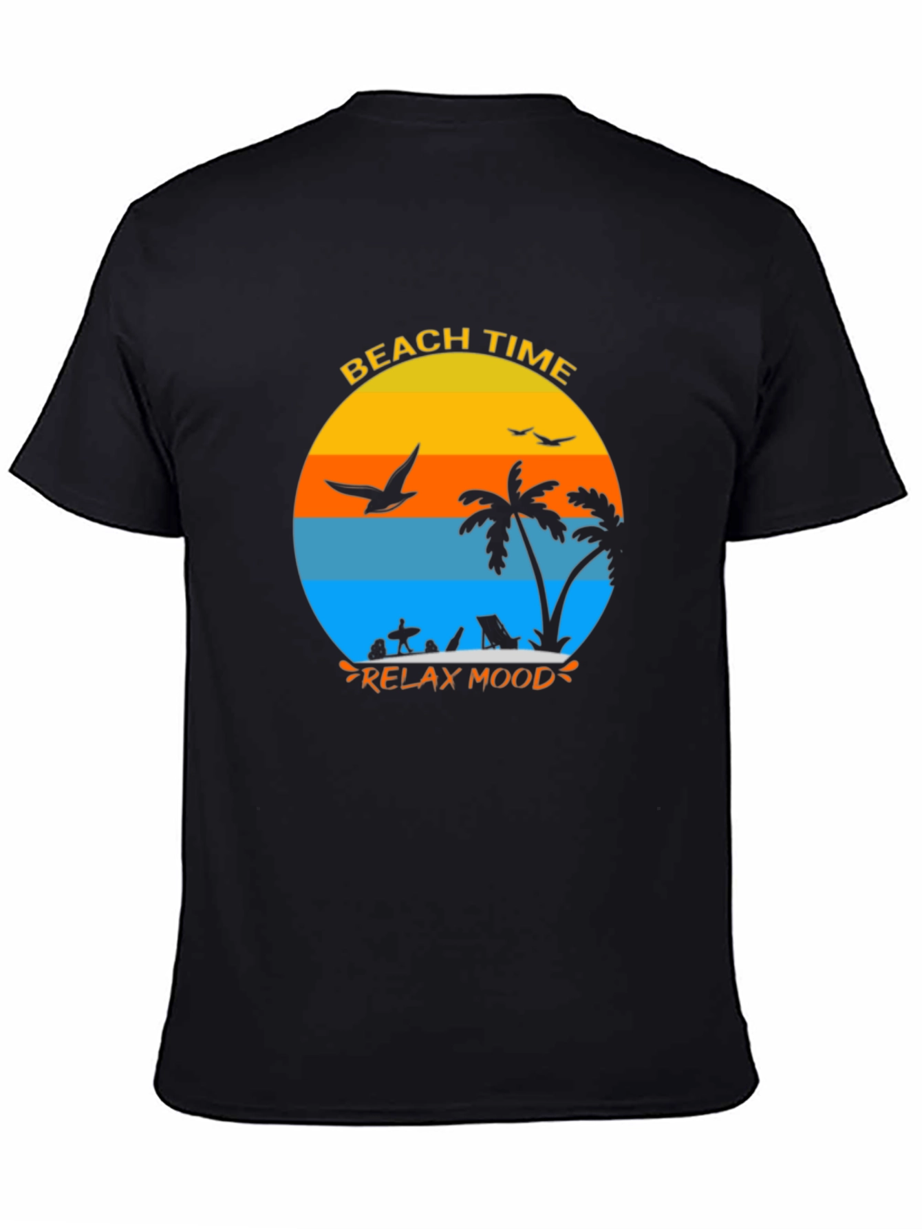 Beach Time Relax Mood Black T-Shirt