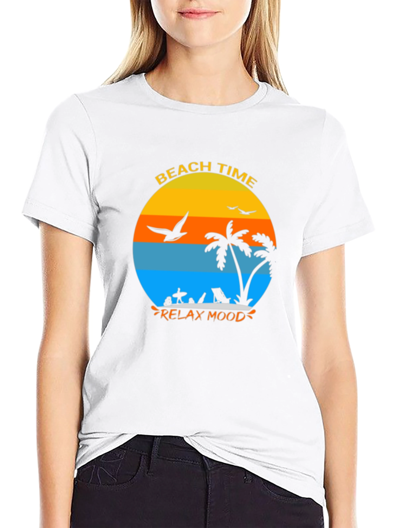 Beach Time Relax Mood Black T-Shirt