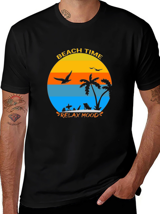 Beach Time Relax Mood Black T-Shirt