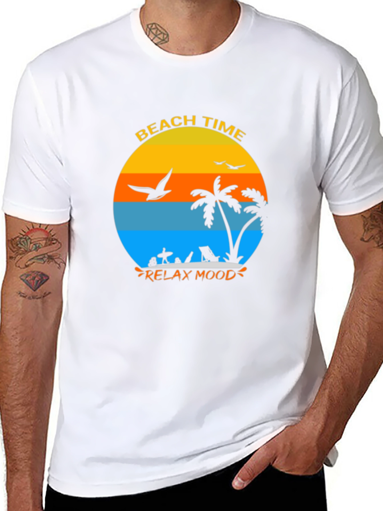 Beach Time Relax Mood Black T-Shirt