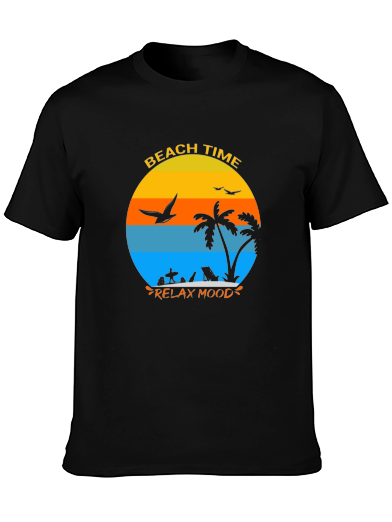 Beach Time Relax Mood Black T-Shirt