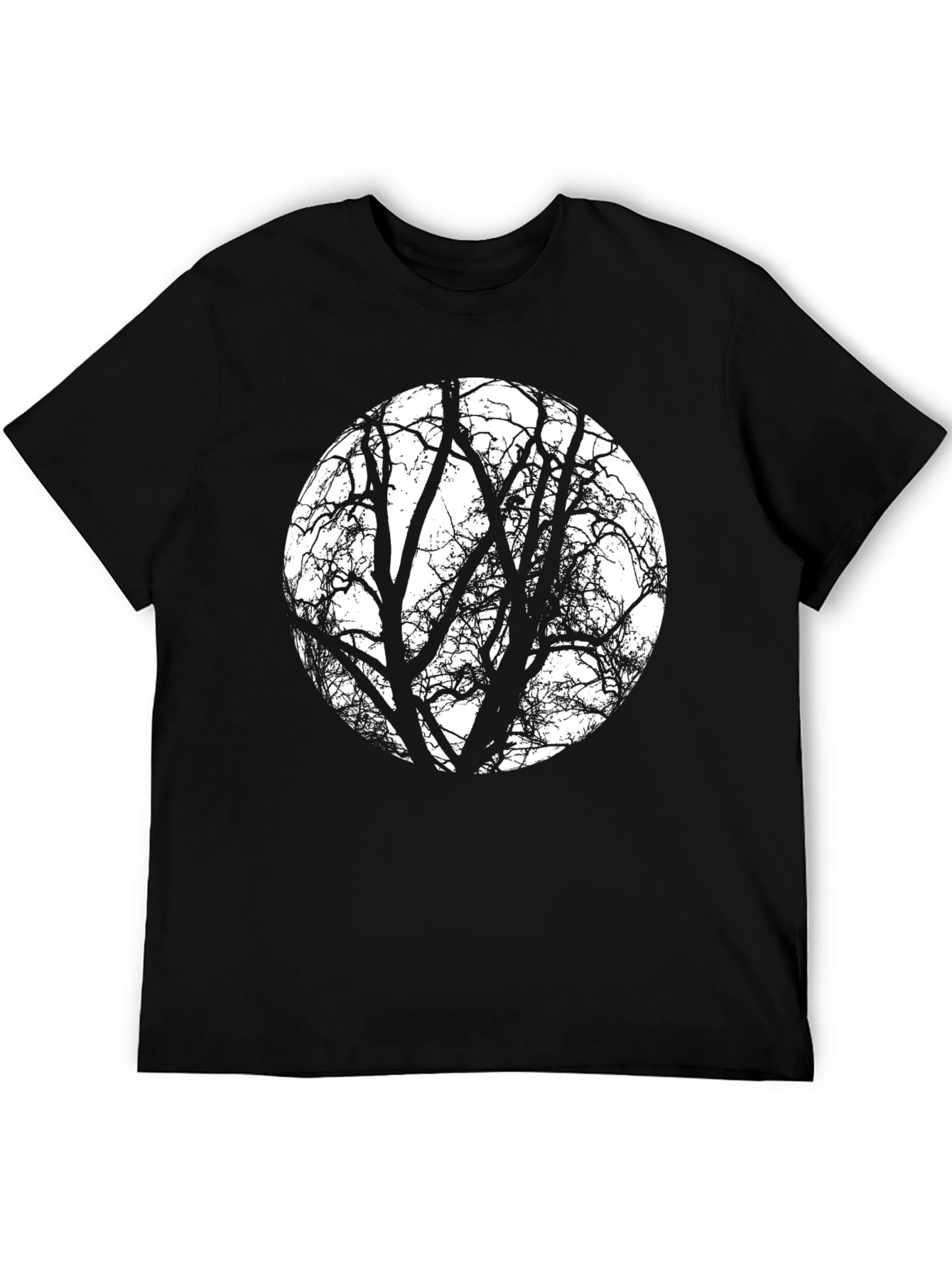 Tree Branch Silhouette Graphic Tee - Black Cotton Blend