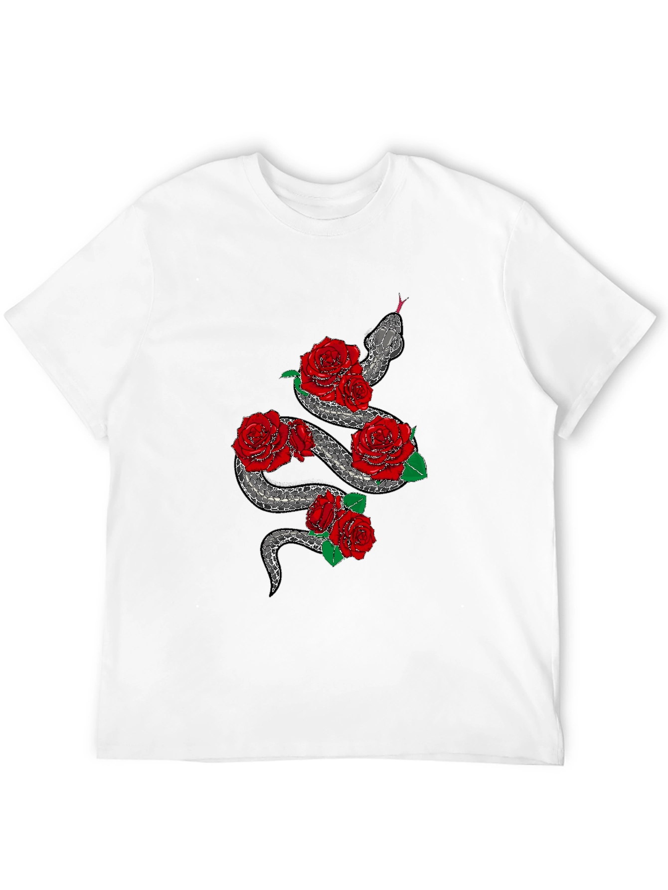 Snake and Roses Graphic Black T-Shirt