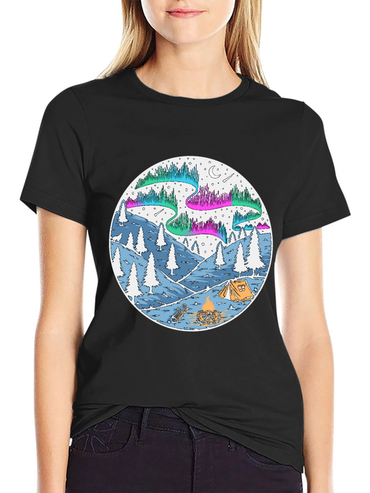 Aurora Camping Scene Graphic Tee