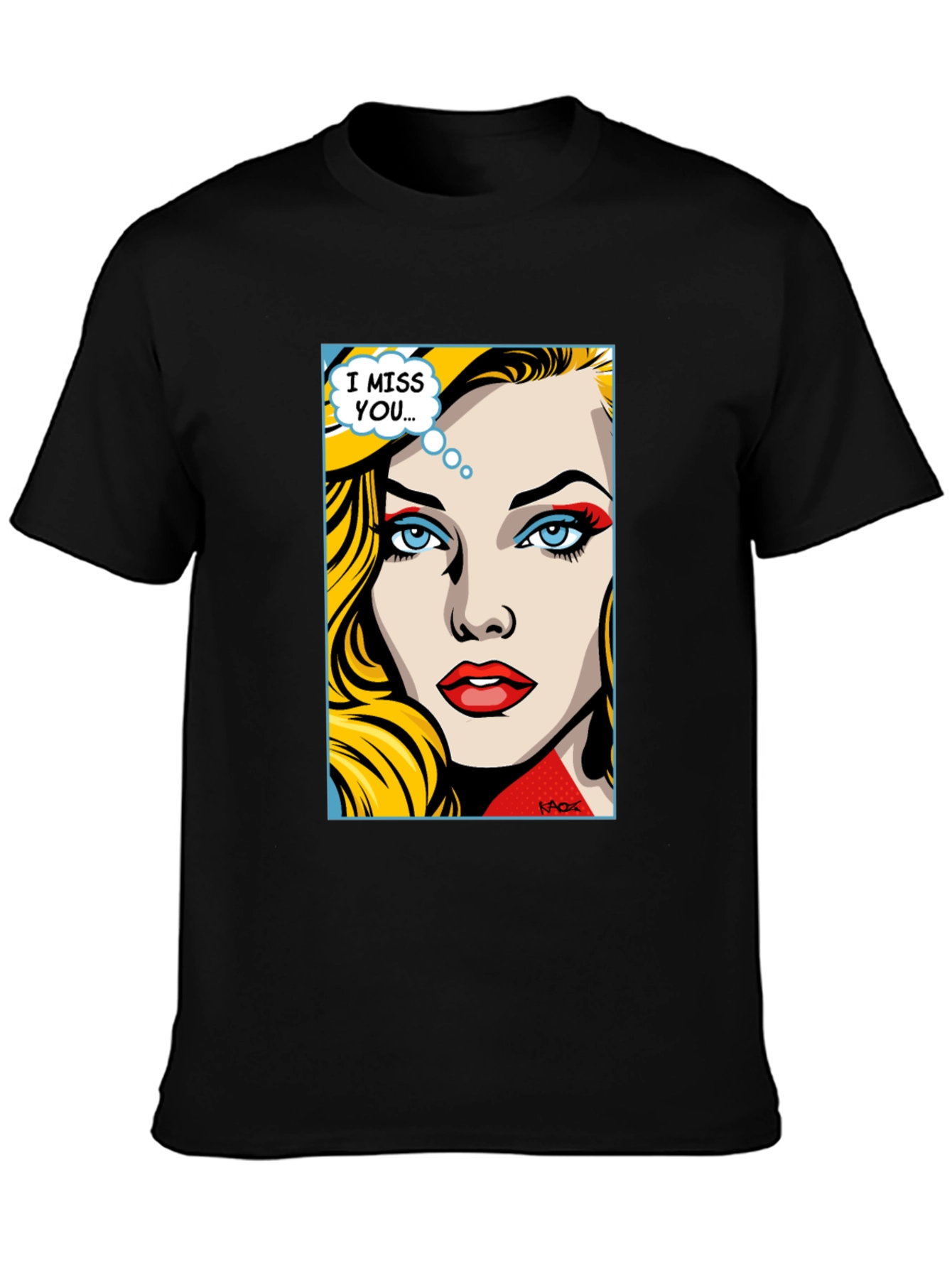 Pop Art I Miss You Graphic Tee - Black