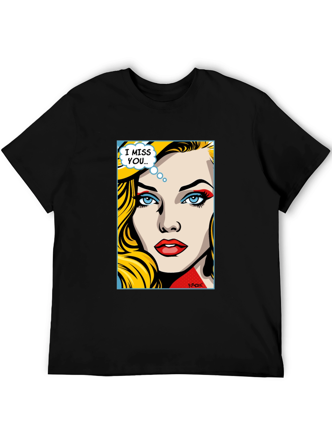 Pop Art I Miss You Graphic Tee - Black