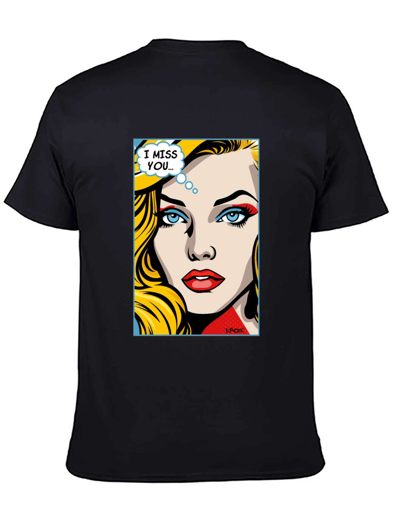 Pop Art I Miss You Graphic Tee - Black