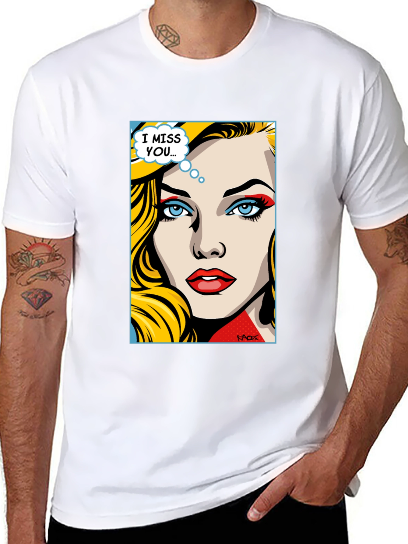 Pop Art I Miss You Graphic Tee - Black