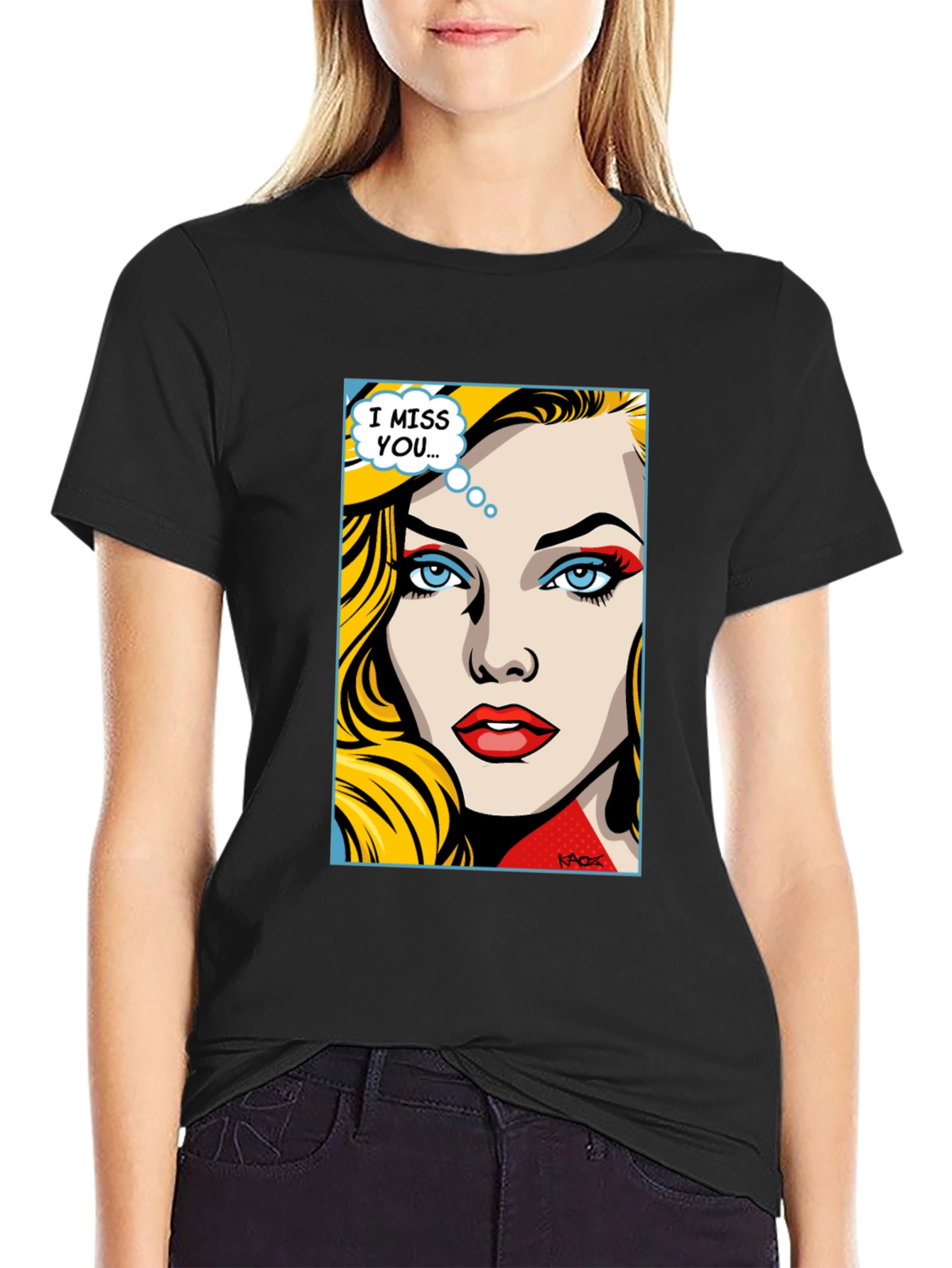 Pop Art I Miss You Graphic Tee - Black