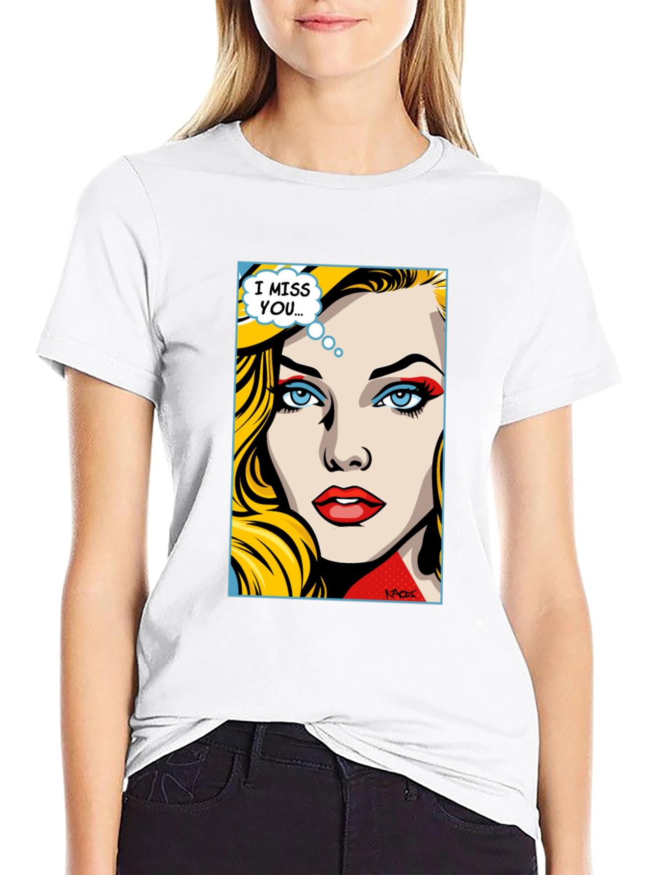 Pop Art I Miss You Graphic Tee - Black