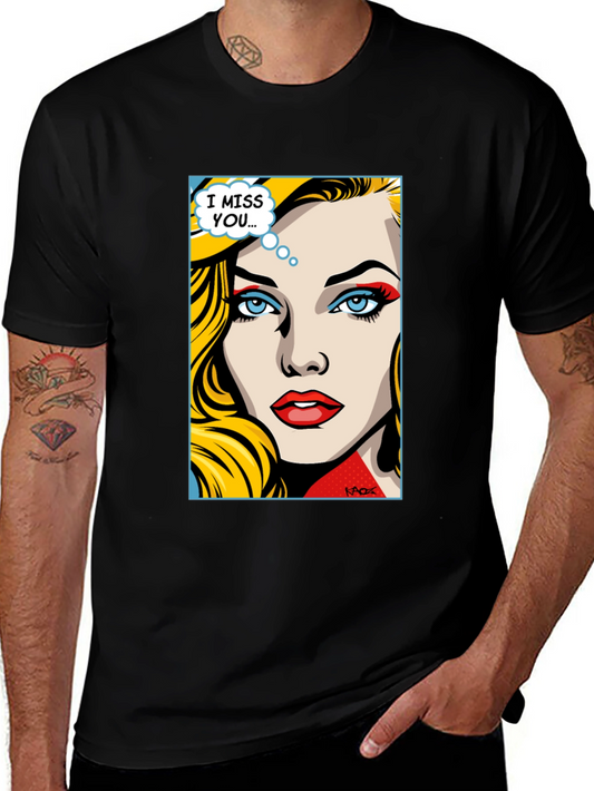 Pop Art I Miss You Graphic Tee - Black
