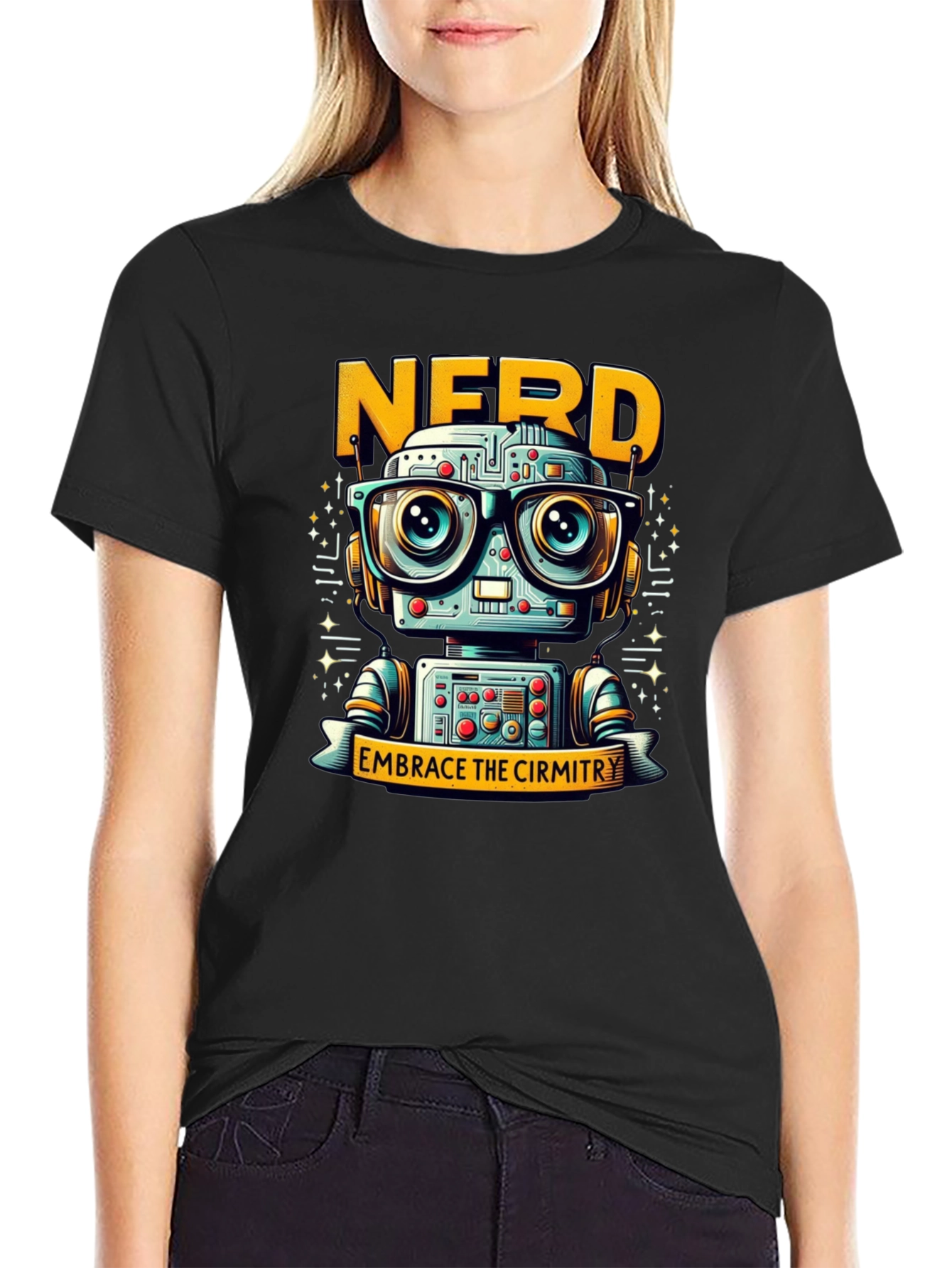 Nerd Robot Black T-Shirt