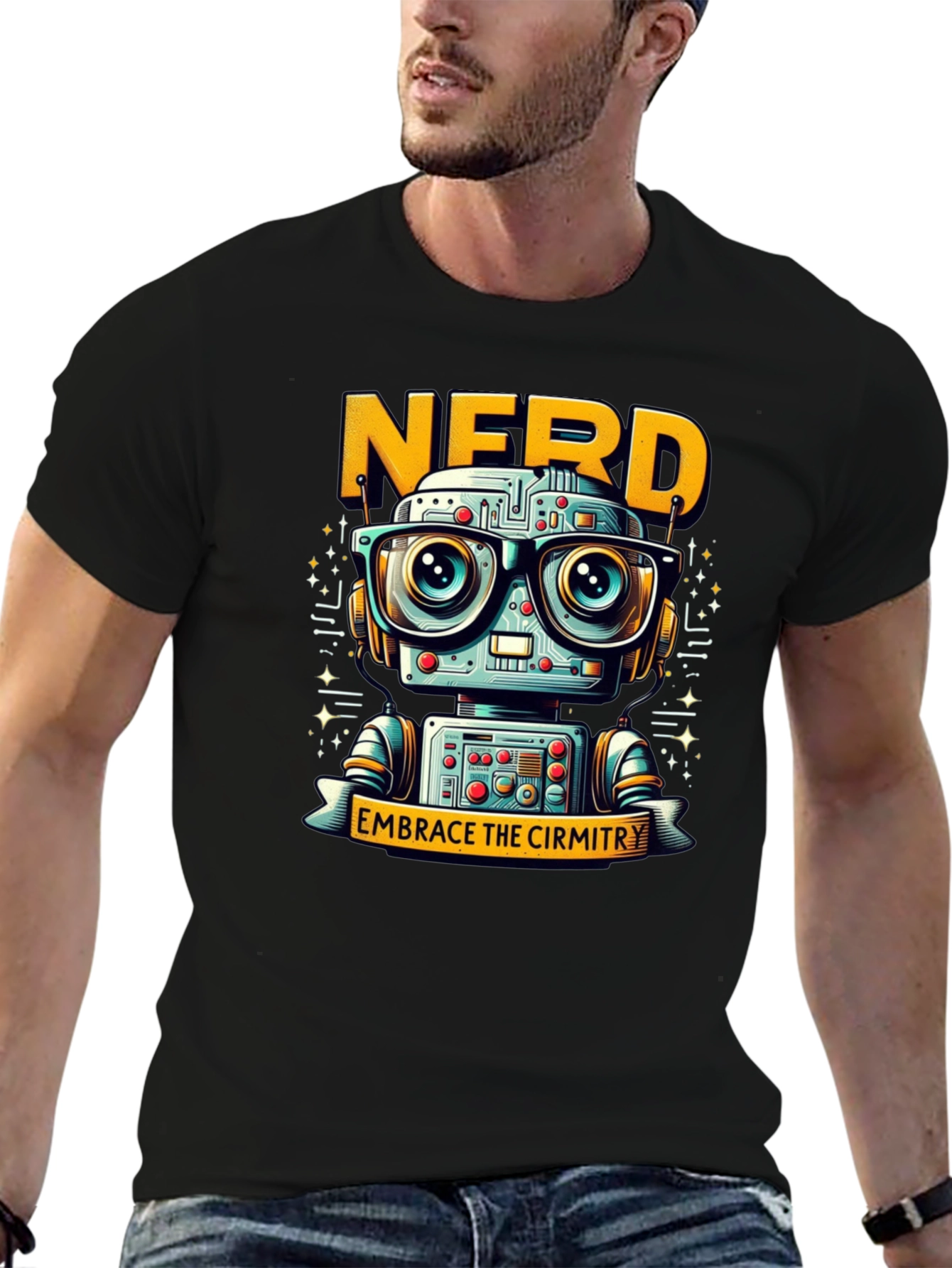 Nerd Robot Black T-Shirt