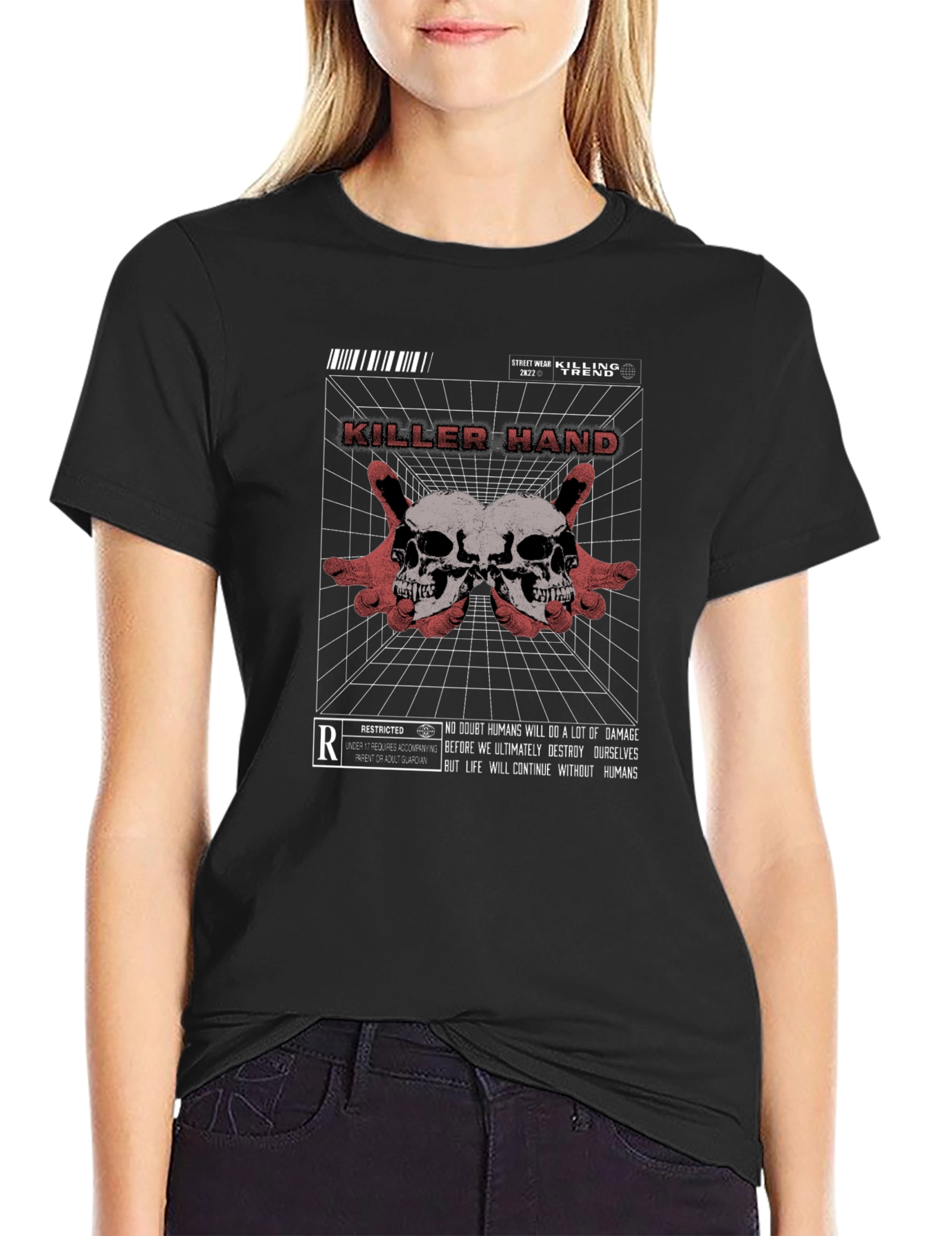 Killer Hand Graphic Print Black T-Shirt