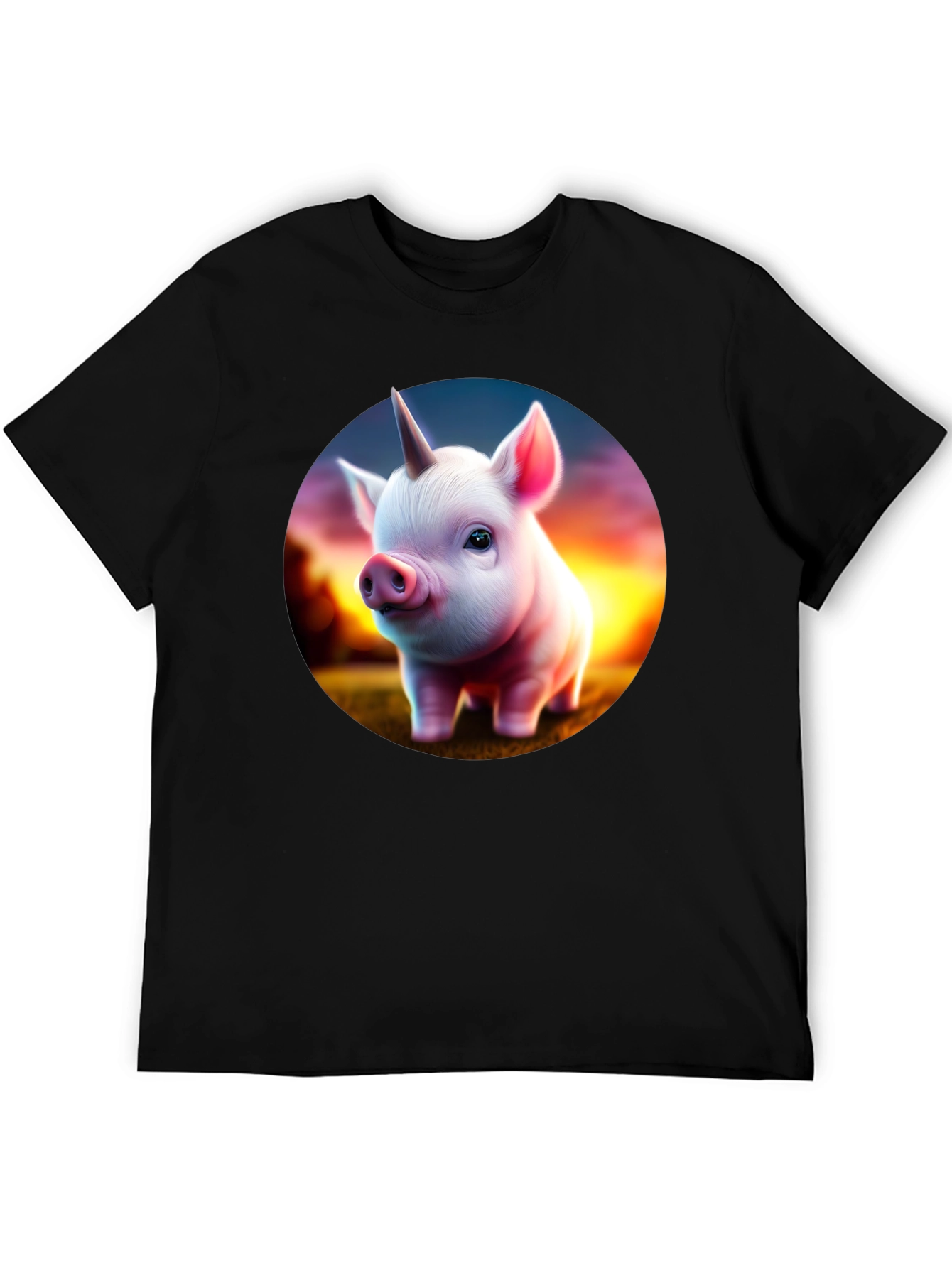 Unicorn Piglet Graphic T-Shirt - Black