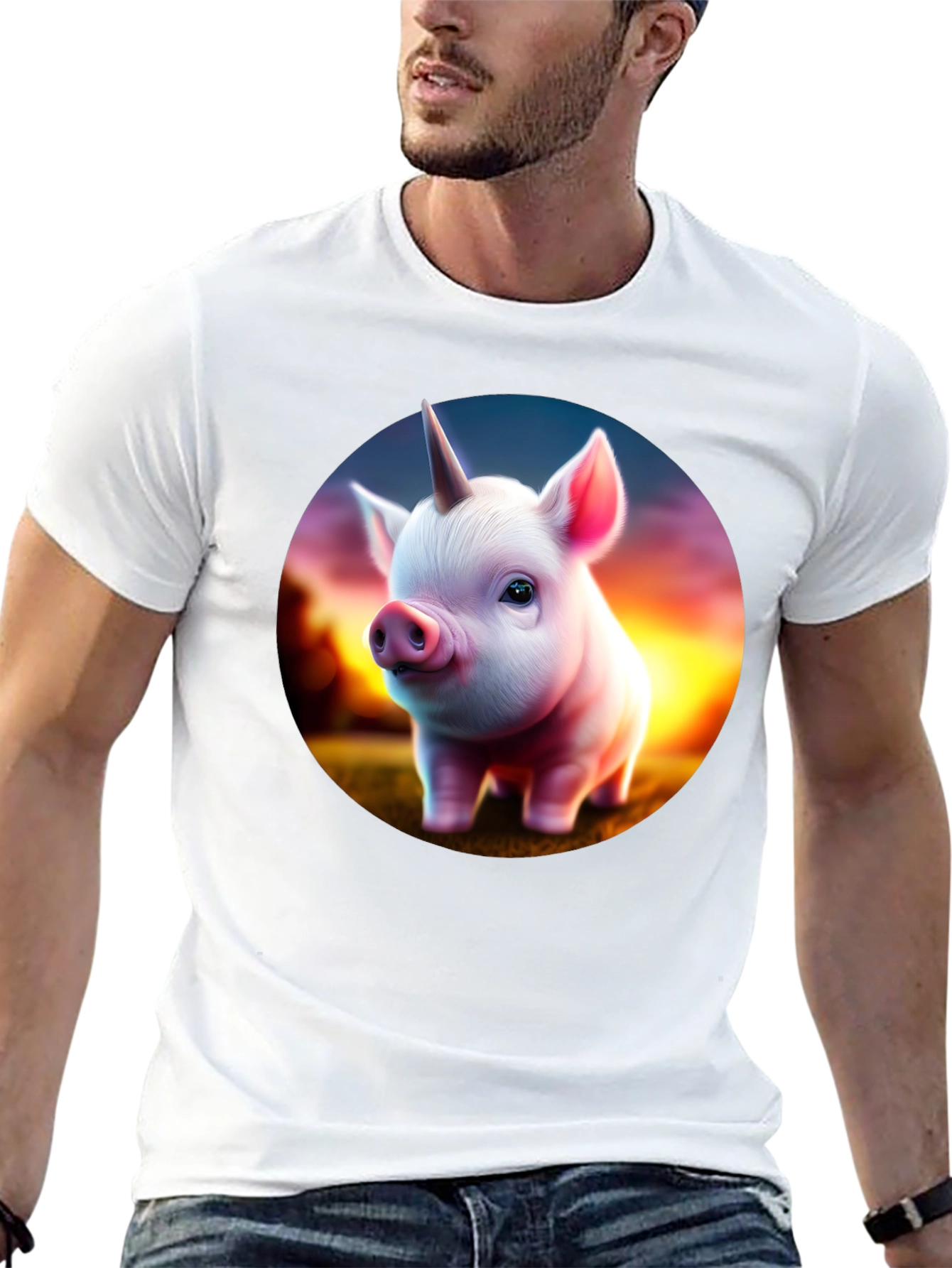 Unicorn Piglet Graphic T-Shirt - Black