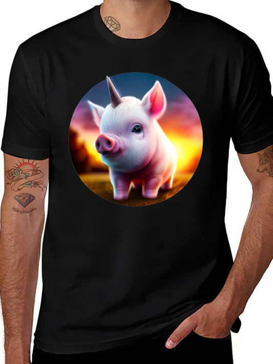 Unicorn Piglet Graphic T-Shirt - Black