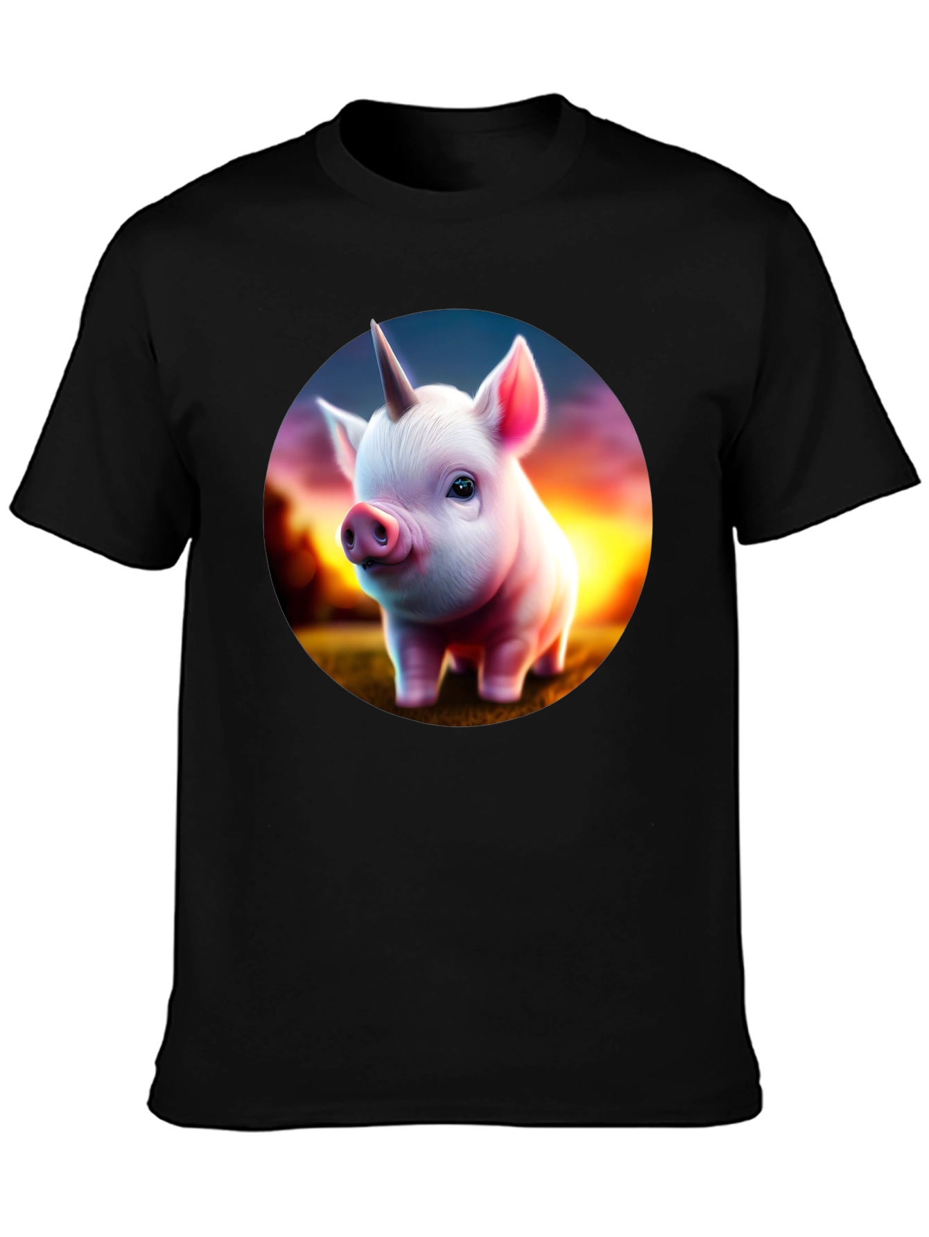 Unicorn Piglet Graphic T-Shirt - Black