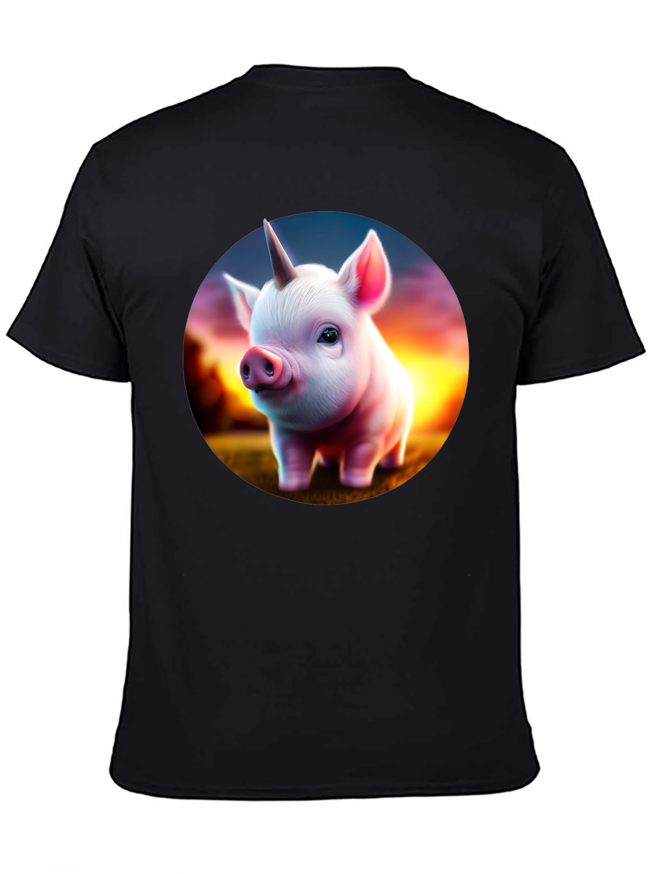 Unicorn Piglet Graphic T-Shirt - Black