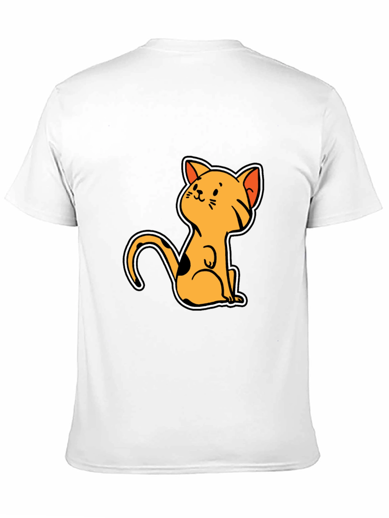 Cute Cat Cartoon Graphic Black T-Shirt