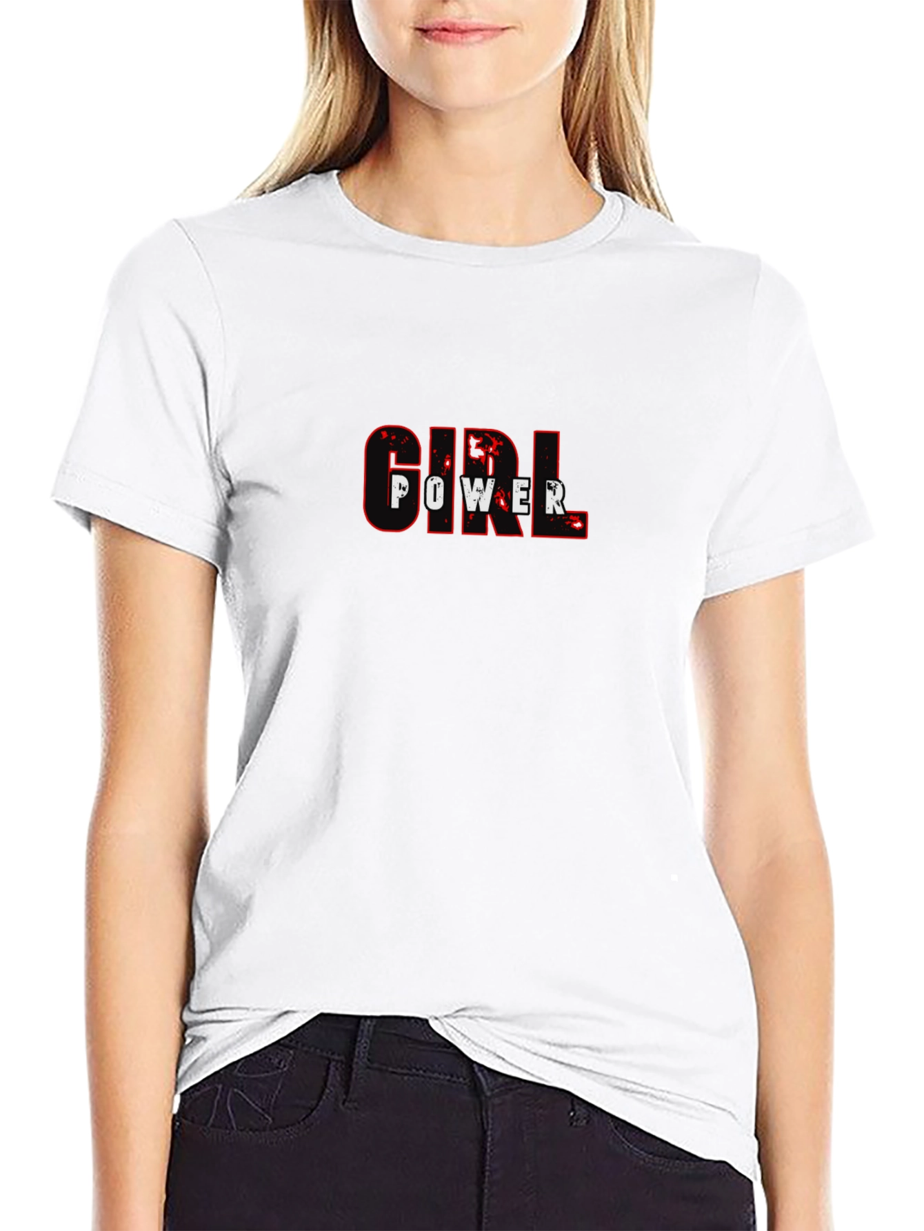 Girl Power Tee - Black Cotton Graphic Print