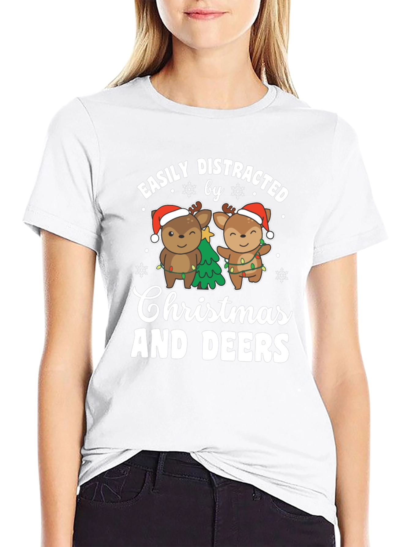 Easily Distracted by Christmas and Deers T-Shirt