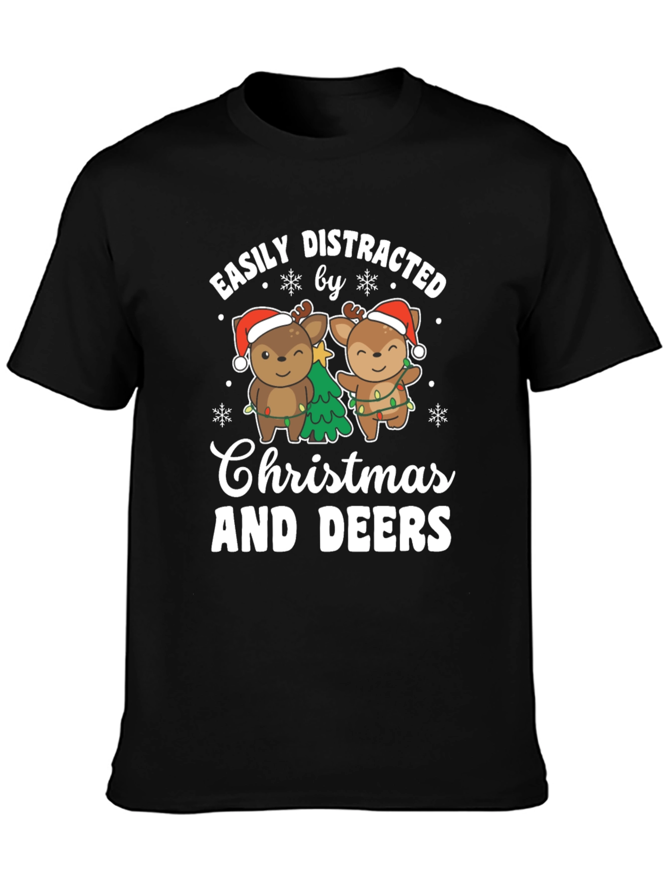 Easily Distracted by Christmas and Deers T-Shirt
