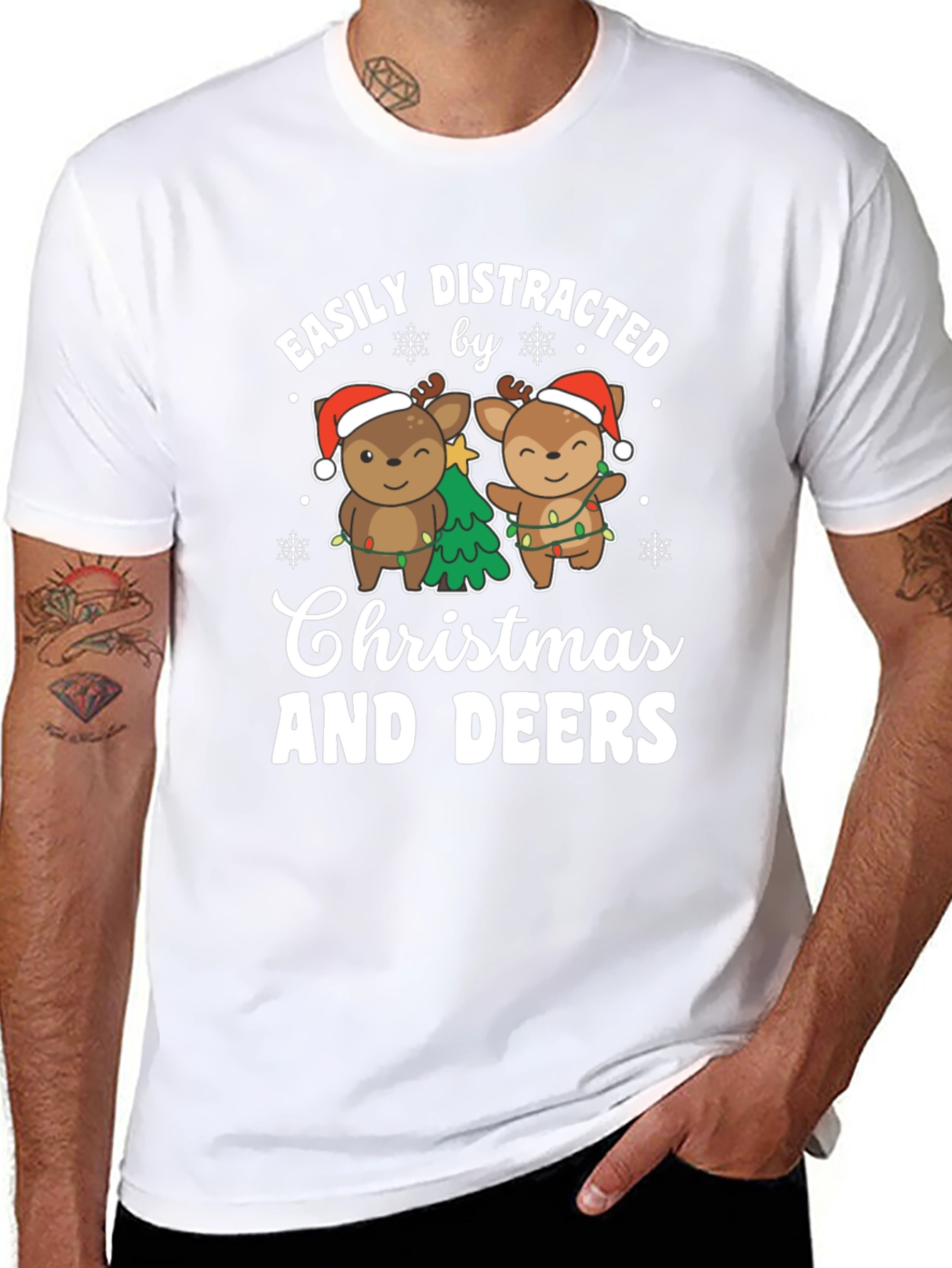 Easily Distracted by Christmas and Deers T-Shirt