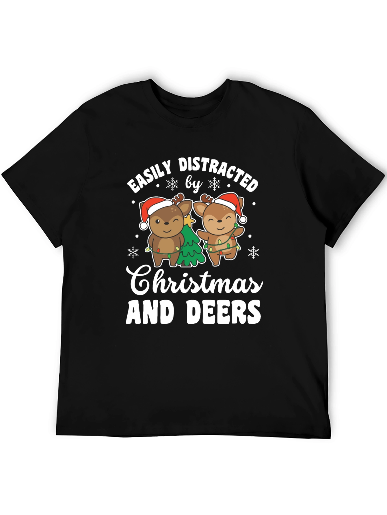 Easily Distracted by Christmas and Deers T-Shirt