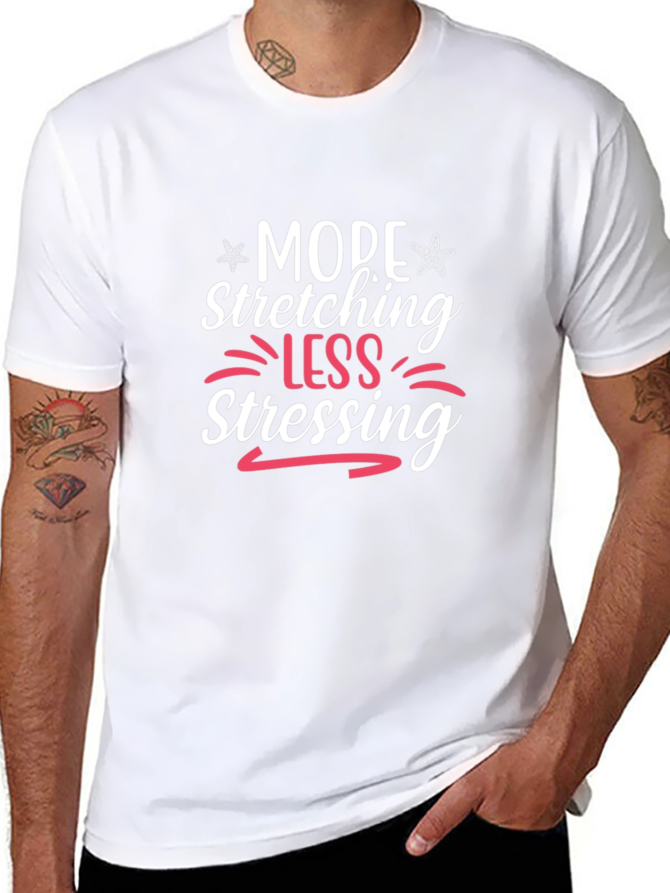 More Stretching Less Stressing Black T-Shirt